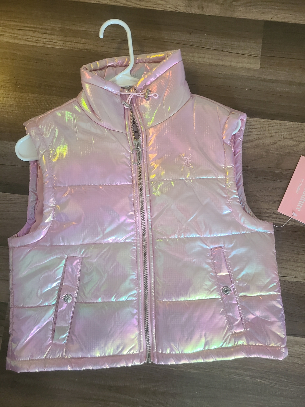 Iridescent Pink Puffer Vest Juicy Couture